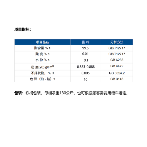 醋酸正丙酯-质量指标